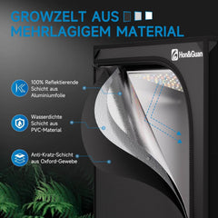 HON&GUAN rastlinjak z ventilacijo in ogljikovim filtrom - 60 × 60 × 160 cm