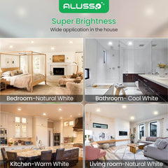 Zatemnljive LED Vgradne Stropne Svetilke - 230 V, IP44, 4 W, 55–68 mm (Komplet 6 kosov)