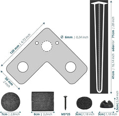Kovinske črne noge za mizo 41 cm s podlago in filcem