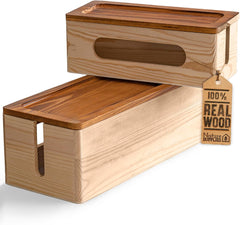 NATURE SUPPLIES komplet 2 lesenih škatel za kable iz borovega lesa