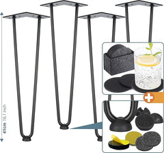 Kovinske črne noge za mizo 41 cm s podlago in filcem