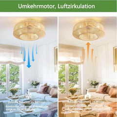 Vintage Stropni ventilator z Lučjo In Bambusovim Okvirjem