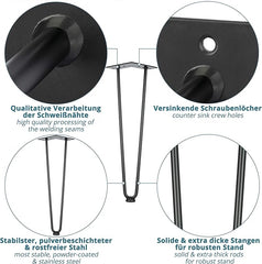 Kovinske črne noge za mizo 41 cm s podlago in filcem