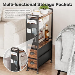 Ozek stranski regal z dvema predaloma in kolesi