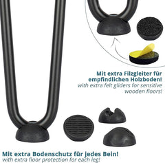 Kovinske črne noge za mizo 41 cm s podlago in filcem