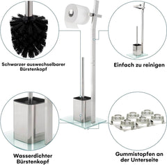 Set z WC Ščetko in Nosilecem za Toaletni Papir s Steklenim Podstavkom