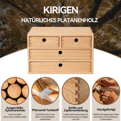 Leseni pisarniški organizator s štirimi predali naraven