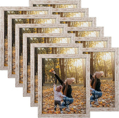 Set 12 okvirjev za slike 20 x 25 cm, naravni bež okvirji s pleksiglasom – za stensko ali namizno postavitev