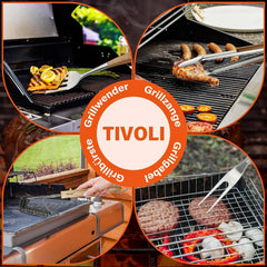 TIVOLI 4-delni set žar pribora iz nerjavečega jekla z lesenimi ročaji