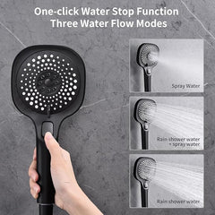 Črni vgradni termostatski tuš sistem 40°C