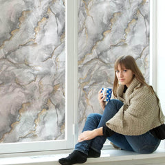 DKTIE marmorna prosojna okenska folija – 90 × 200 cm (komplet 4 kosi)