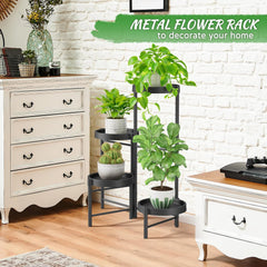 Kovinsko stojalo za rože s štirimi nivoji v črni barvi