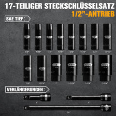 Komplet Udarnih Nasadnih Ključev - Velikosti od 9,5 do 31,8 mm