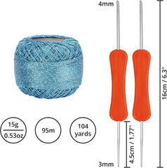 Komplet Bleščeče Preje za Kvačkanje – 10 Barvnih Kroglic s 2 Kvačkama