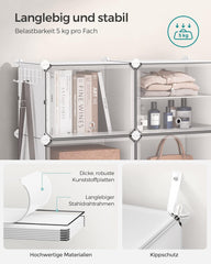 Omara za čevlje z 10 predali in vrati, bela