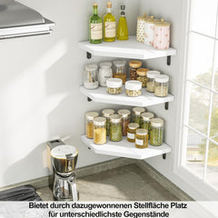 Kotni regal 3-delni bel iz masivnega lesa