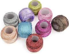 Komplet Bleščeče Preje za Kvačkanje – 10 Barvnih Kroglic s 2 Kvačkama