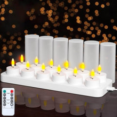 Set 12 Polnilnih LED Svečk z Daljinskim Upravljalnikom in Polnilno Postajo