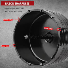 HSAWBIT 105 mm rezalna krona za beton z 220 mm SDS Plus nastavkom, iz karbidne zlitine za beton, zid in kamen