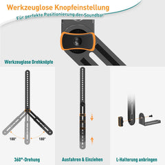 Nosilec za soundbar s prilagodljivim montažnim sistemom