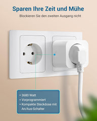 Brezžična vtičnica s daljinskim upravljalnikom, 3680 W, bele barve