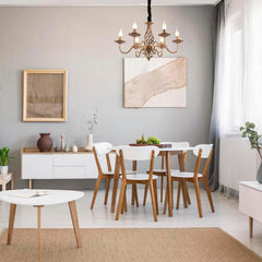 Bronast višinsko nastavljiva lestenec s 6 svetilkami v rustikalnem slogu