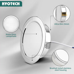 Komplet 6 vgradnih LED svetil za pohištvo, toplo bela svetloba, krom