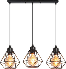 TOKIUS  vintage stropna svetilka s kovinskimi kletkastimi senčili