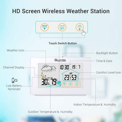 QUNTIS brezžična vremenska postaja z zunanjimi senzorji in uro