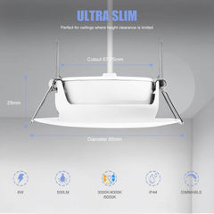 CLOSKH Zatemnljiv LED vgradni reflektor s tremi barvnimi temparaturami - komplet 6 kosov