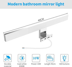 LED svetilka za kopalniško ogledalo 40 cm, 10 W, hladna bela