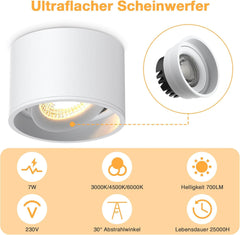 ACELIFE LED 7W nadometni zatemnilni stropni reflektorji - komplet 4 kosov