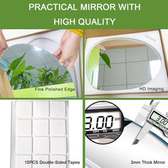 JMITHA Asimetrično samolepilno stensko ogledalo brez okvirja - 36 × 47,7 cm