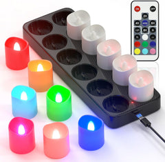 Polnilne RGB LED čajne svečke z daljincem