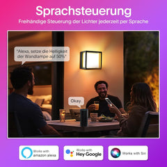 SNADER Pametna WiFi RGB LED stenska svetilka za notranjo in zunanjo uporabo - komplet 2 kosov