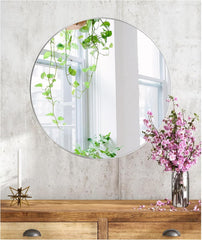 JMITHA Okroglo samolepilno stensko ogledalo brez okvirja - premer 40 cm