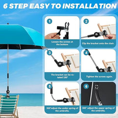 PANTHEM 360° vrtljiva zložljiva senčnika za ležalnik - komplet 2 kosa