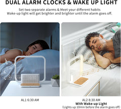 Nočna svetilka z brezžičnim polnjenjem in funkcijo alarma