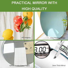 JMITHA Okroglo samolepilno stensko ogledalo brez okvirja - premer 40 cm