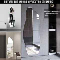 JMITHA komplet 4 HD steklenih ogledal brez okvirja za steno, vrata ali omaro