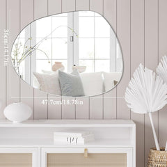 JMITHA Asimetrično samolepilno stensko ogledalo brez okvirja - 36 × 47,7 cm