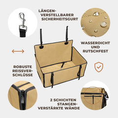 WUGLO extra stabilen bež avtosedež za pse do 26 kg  - velikost L