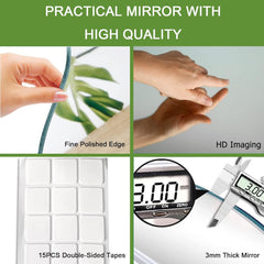 JMITHA Asimetrično samolepilno stensko ogledalo brez okvirja - 35 × 47,7 cm