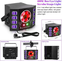 Disco svetilka 100 W, 4-v-1 z UV, stroboskopom in DMX nadzorom