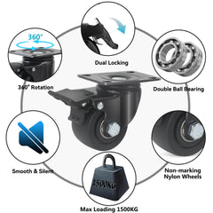 RRIUTO 65 mm nizkoprofilna industrijska transportna kolesa z nosilnostjo do 1500 kg