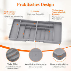 Velik raztegljiv jedilniški predalni organizator - siva