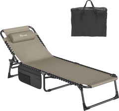 YITAHOME zložljiv ležalnik s 4 nastavitvami položaja in stranskim žepom