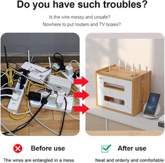 CATEKRO lesena omarica  za WiFi usmerjevalnik in skrivanje kablov in naprav