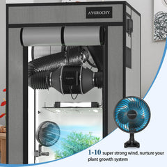 AYGROCHY 10 W 10-stopenjski ventilator za rastline z nastavkom