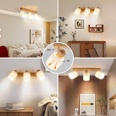 DOUGHELEC lesena stropna svetilka s 3 reflektorji